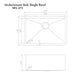 ZLINE 27 in. Meribel Undermount Single Bowl Kitchen Sink with Bottom Grid (SRS-27) dimensional diagram with measurements.