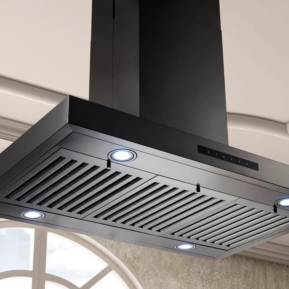 ZLINE Convertible Island Mount Range Hood in Black Stainless Steel (BSKE2iN) 