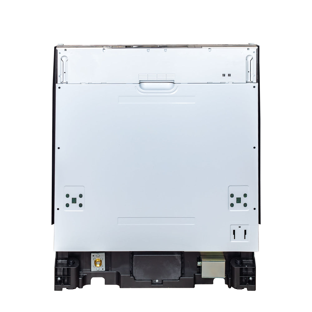 ZLINE 24 in. White Matte Top Control Built-In Dishwasher with Stainless Steel Tub and Modern Style Handle, 52dBa (DW-WM-H-24) front, closed, without panel.