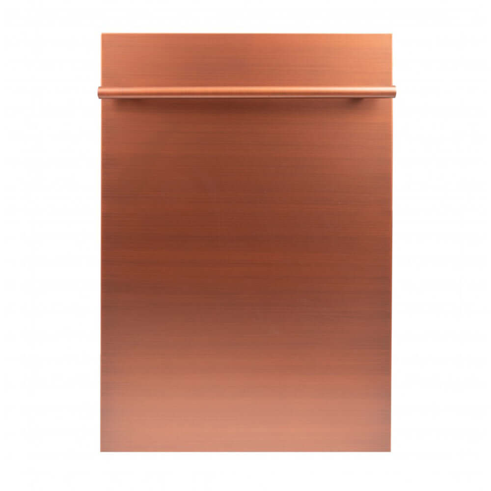 ZLINE 18 in. Compact Copper Top Control Built-In Dishwasher with Stainless Steel Tub and Modern Style Handle, 52dBa (DW-C-18) front, closed.