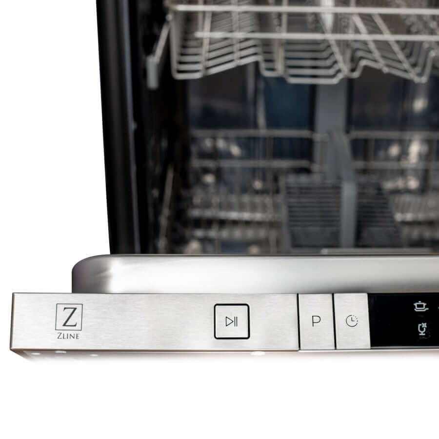 ZLINE 24 in. Copper Top Control Built-In Dishwasher with Stainless Steel Tub and Traditional Style Handle, 52dBa (DW-C-H-24) close-up, top control panel.