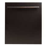 ZLINE 24 in. Oil-Rubbed Bronze Top Control Built-In Dishwasher with Stainless Steel Tub and Modern Style Handle, 52dBa (DW-ORB-24) front, closed.