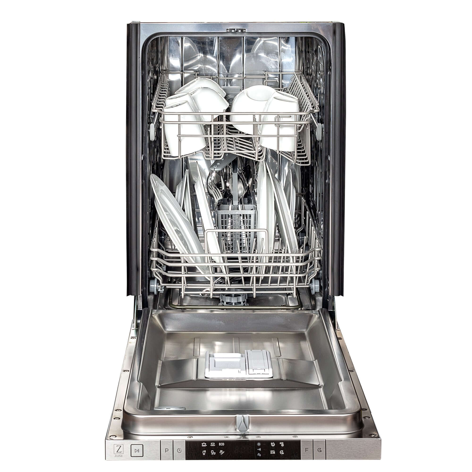 ZLINE 18 in. Compact Top Control Dishwasher with Matte Black Panel and Modern Style Handle, 52 dBa (DW-BLM-H-18)