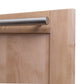 ZLINE 24 in. Unfinished Top Control Built-In Dishwasher with Stainless Steel Tub and Modern Style Handle, 52dBa (DW-UF-24) Modern handle and unfinished wood panel close up right.