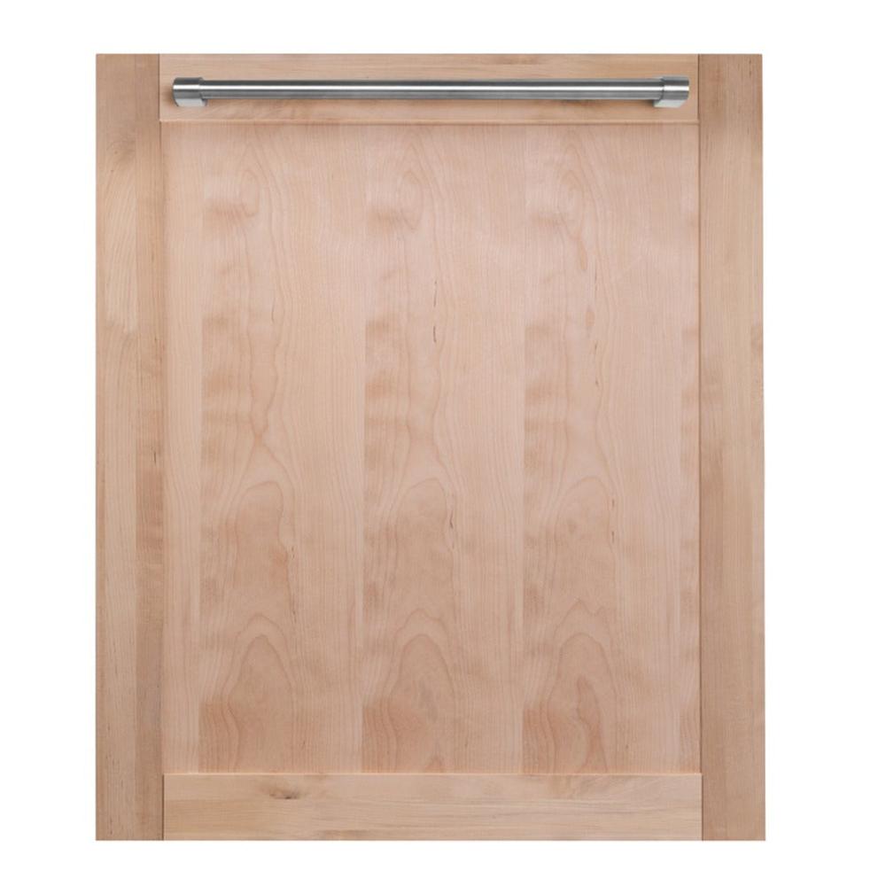 ZLINE 24 in. Unfinished Top Control Built-In Dishwasher with Stainless Steel Tub and Traditional Style Handle, 52dBa (DW-UF-H-24) front, closed.