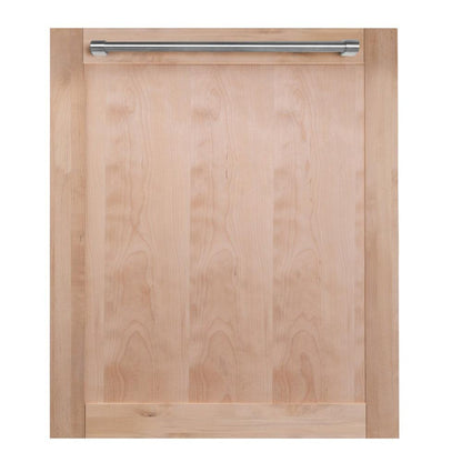 ZLINE 24 in. Unfinished Top Control Built-In Dishwasher with Stainless Steel Tub and Traditional Style Handle, 52dBa (DW-UF-H-24) front, closed.