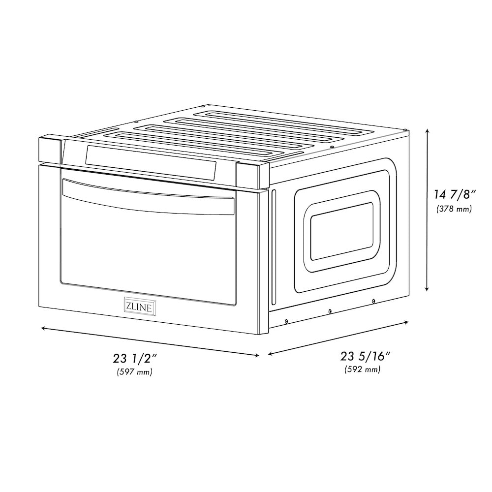 ZLINE 24 in. 1.2 cu. ft. Stainless Steel Built-in Microwave Drawer (MWD-1) dimensional diagram.