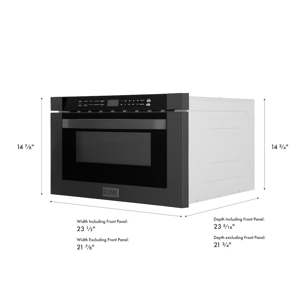 ZLINE 24 in. 1.2 cu. ft. Built-in Microwave Drawer in Black Stainless Steel, Open Box-Good Condition
