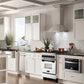 ZLINE Autograph Edition 24 in. 2.8 cu. ft. Legacy Dual Fuel Range with 4 Burner Gas Cooktop and Electric Convection Oven in Stainless Steel with White Matte Door and Matte Black Accents (RAZ-WM-24-MB) in a luxury kitchen.