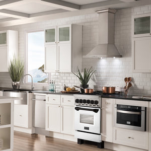 ZLINE Autograph Edition 24 in. 2.8 cu. ft. Legacy Dual Fuel Range with 4 Burner Gas Cooktop and Electric Convection Oven in Stainless Steel with White Matte Door and Matte Black Accents, Open Box-Good Condition