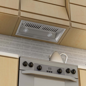 ZLINE 46 in. Remote Blower Ducted Range Hood Insert in Stainless Steel (695-RD-46) kitchen rendering.