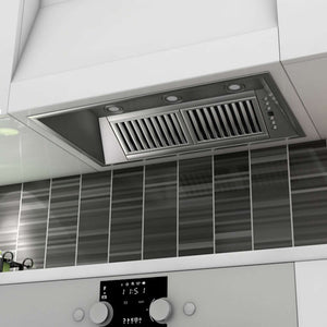 ZLINE 40 in. Ducted Wall Mount Range Hood Insert in Outdoor Approved Stainless Steel (721-304-40) kitchen rendering.