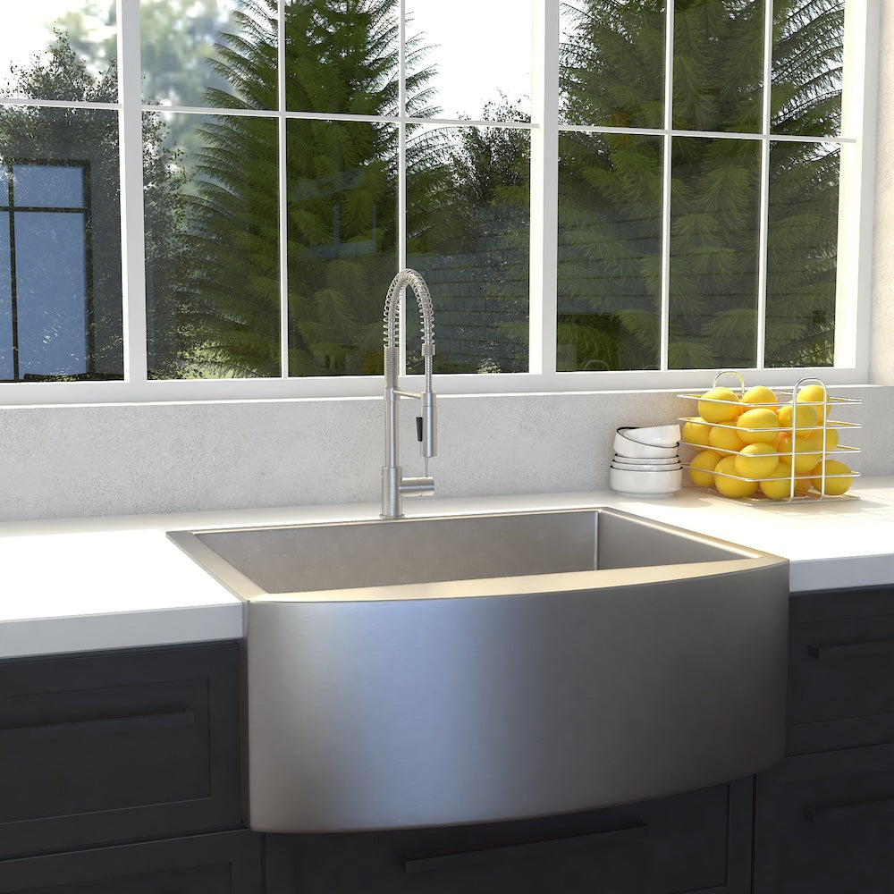 ZLINE 30 in. Zermatt Farmhouse Apron Mount Single Bowl Kitchen Sink with Bottom Grid and Color Options (SAS-30)