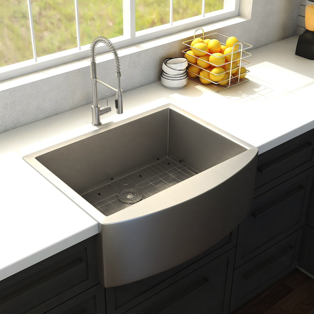 ZLINE 30 in. Zermatt Farmhouse Apron Mount Single Bowl Kitchen Sink with Bottom Grid and Color Options (SAS-30)
