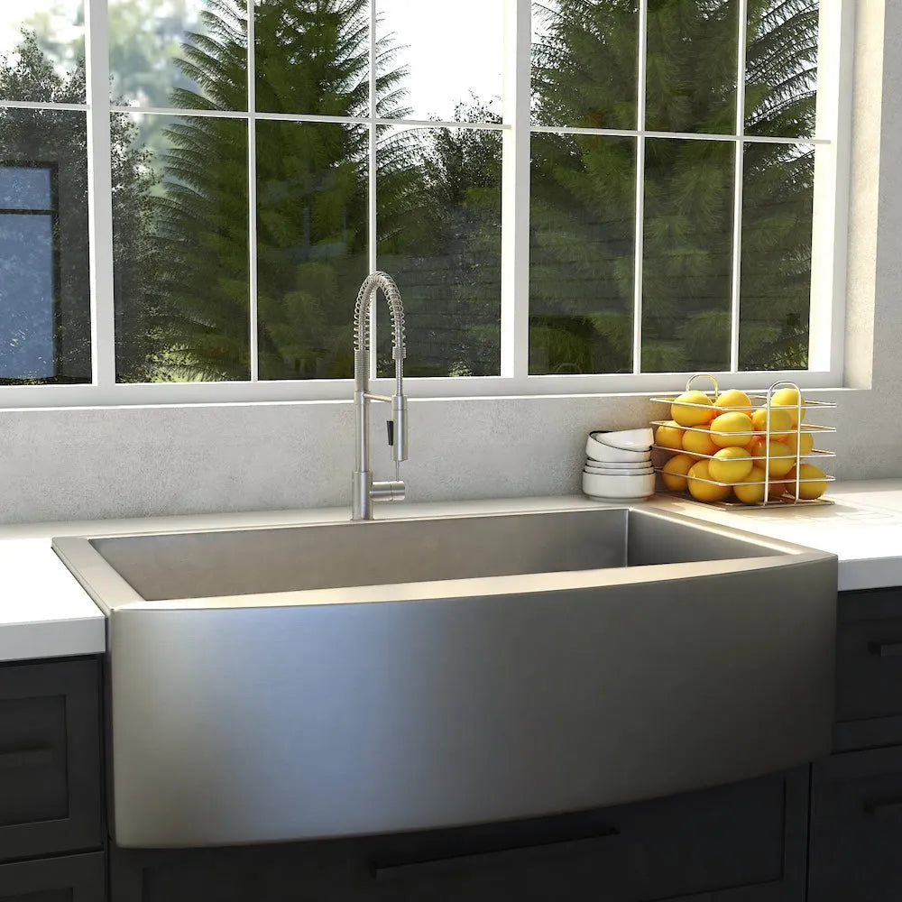 ZLINE 33 in. Vail Farmhouse Apron Mount Single Bowl Kitchen Sink with Bottom Grid and Color Options (SAS-33)