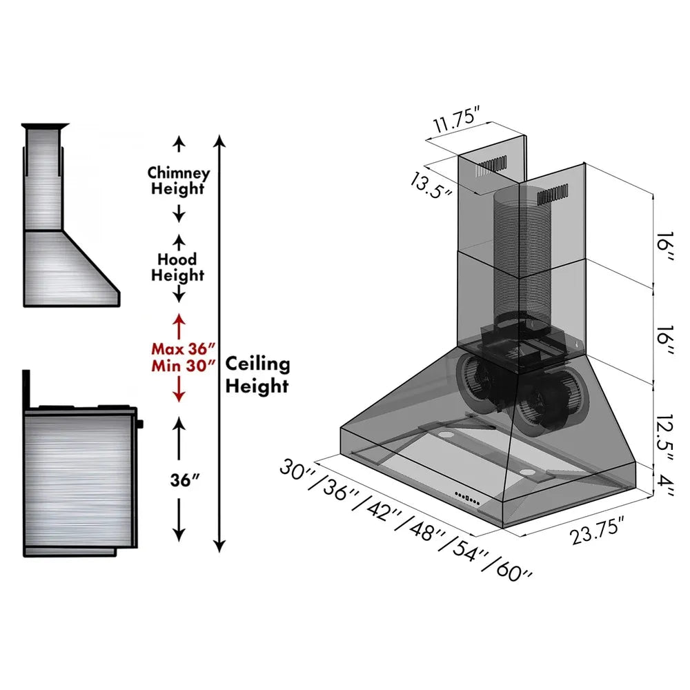 ZLINE 30 in. Professional Convertible Vent Wall Mount Range Hood in Stainless Steel, Open Box-Great Condition