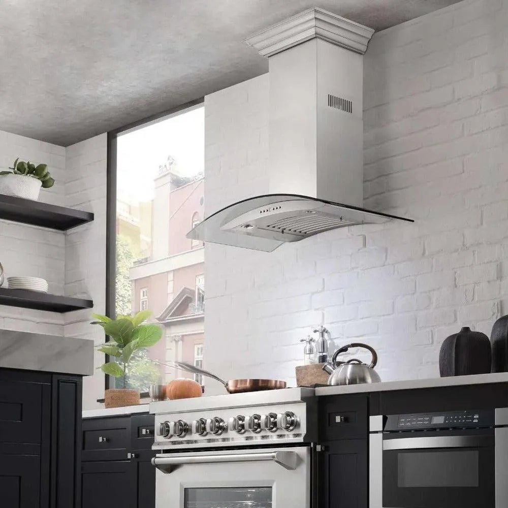 ZLINE Convertible Vent Wall Mount Range Hood in Stainless Steel and Glass (KN4) 