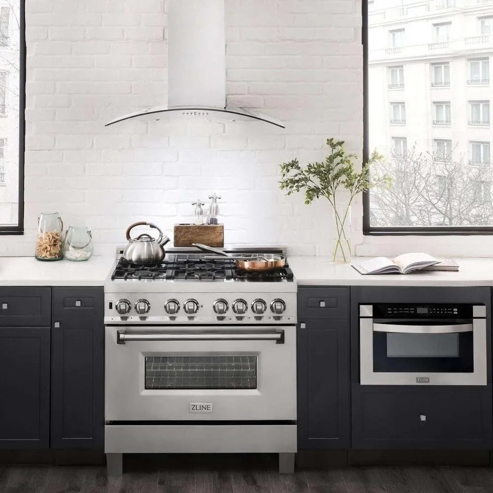 ZLINE Convertible Vent Wall Mount Range Hood in Stainless Steel and Glass (KN4) 