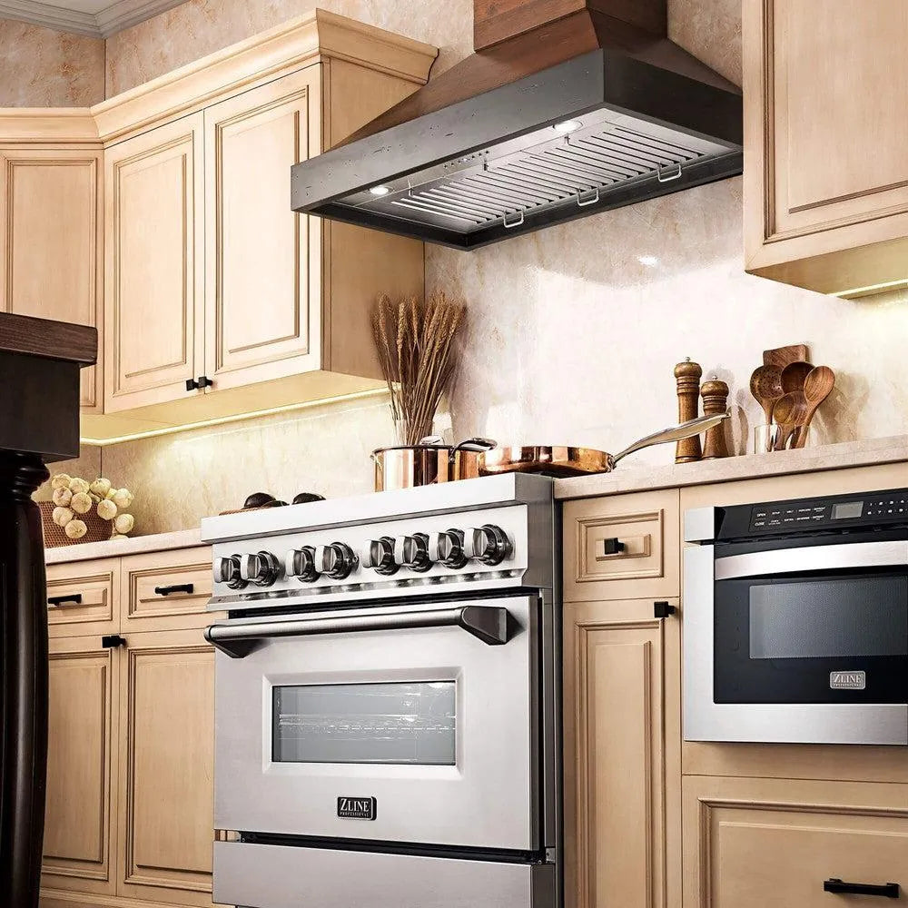 ZLINE 30 in. Convertible Vent Wooden Wall Mount Range Hood in Antigua and Walnut (KBAR-30) 30 Inch