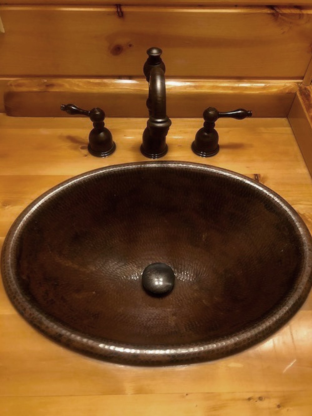 19" Oval Self Rimming Hammered Copper Sink - Rustic Kitchen & Bath - Bathroom Sink - Premier Copper Products