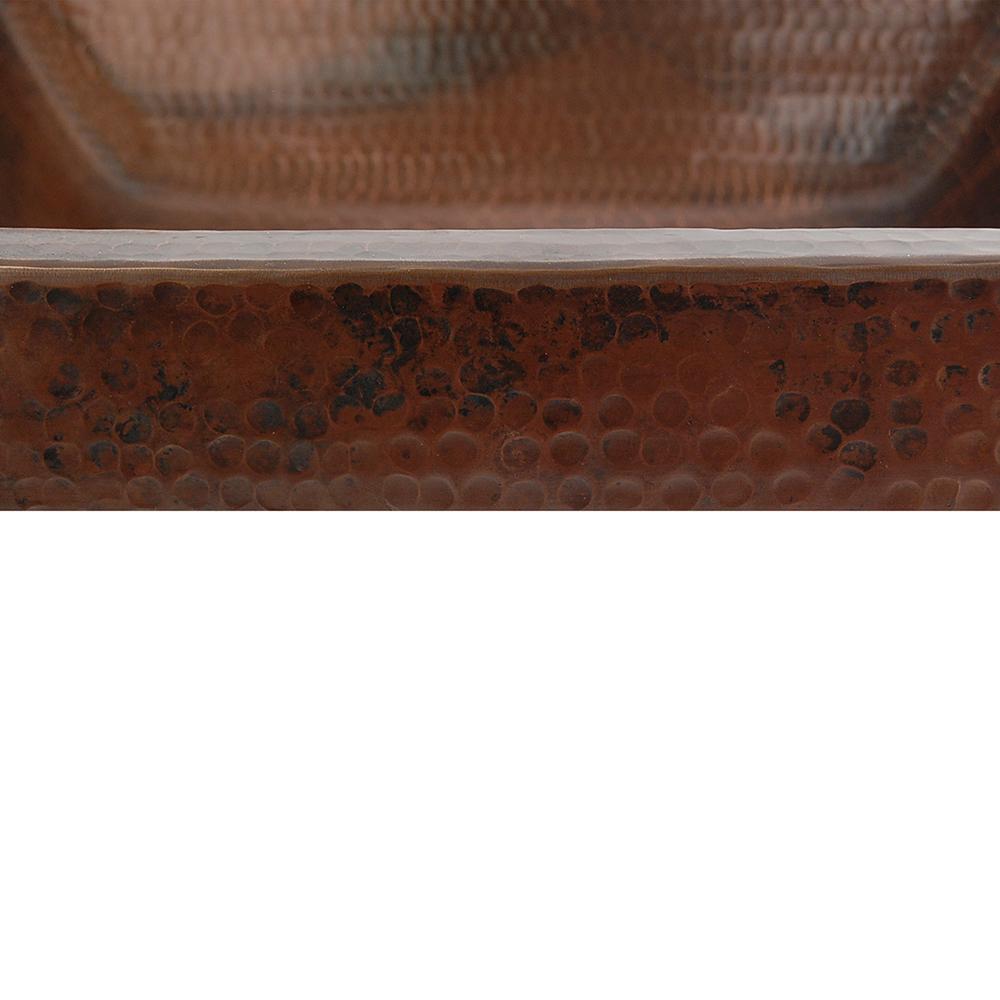 19" Rectangle Skirted Vessel Hammered Copper Sink - Rustic Kitchen & Bath - Bathroom Sink - Premier Copper Products
