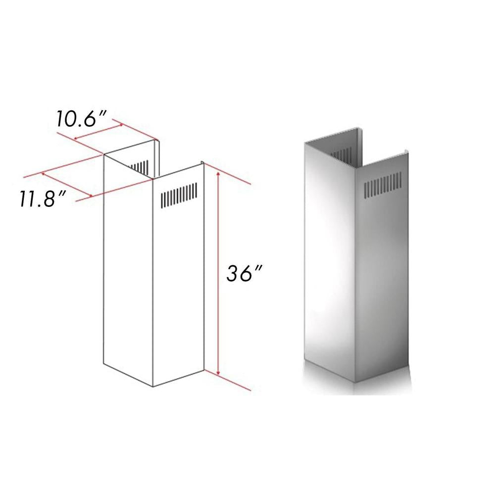 ZLINE 1-36 in. Chimney Extension for 9 ft. to 10 ft. Ceilings (1PCEXT-587/597)