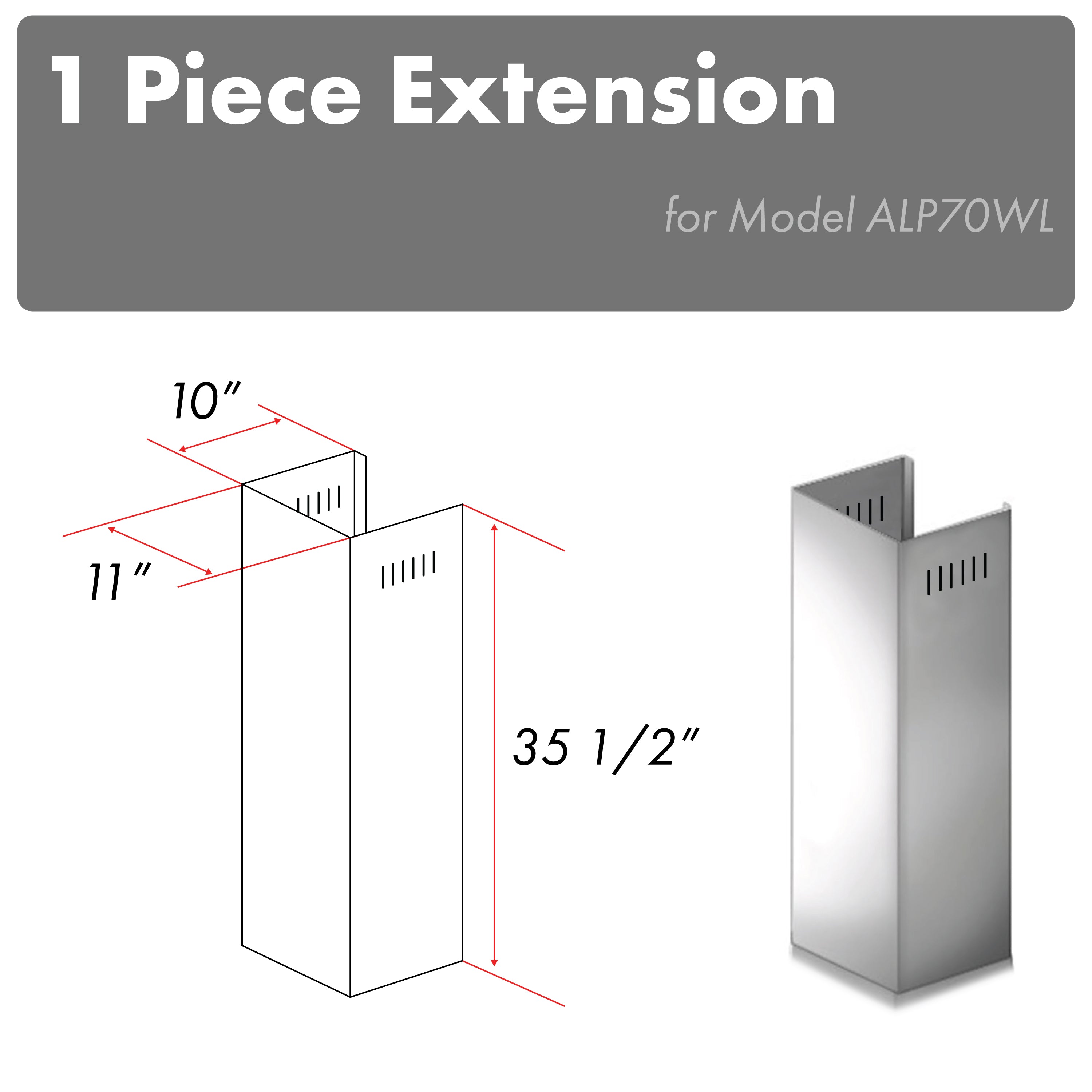 ZLINE 1-36 in. Chimney Extension for 9 ft. to 10 ft. Ceilings (1PCEXT-ALP70WL)