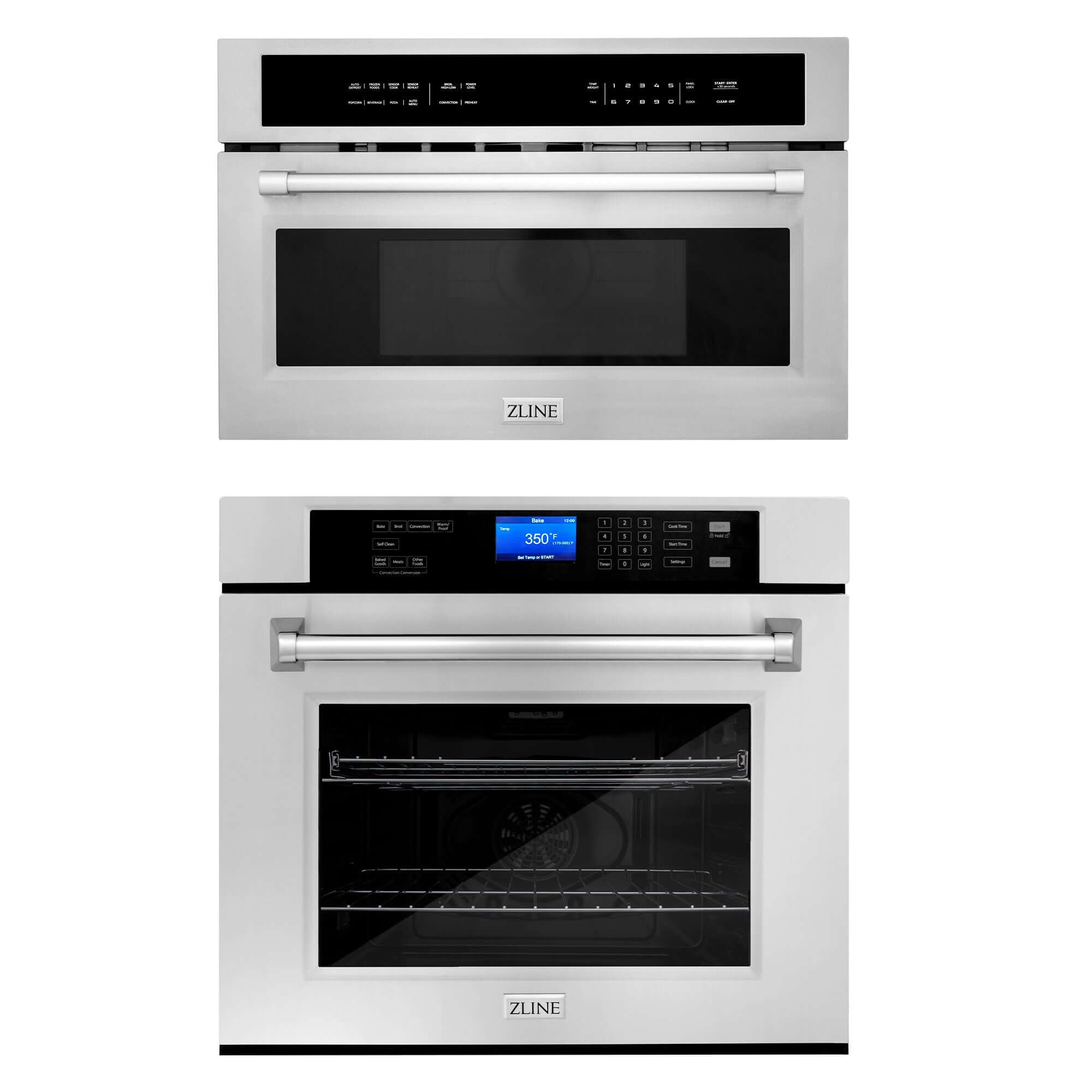ZLINE Kitchen Appliance Package with Stainless Steel 30 in. Built-in Convection Microwave Oven and 30 in. Single Wall Oven with Self Clean (2KP-MW30-AWS30)