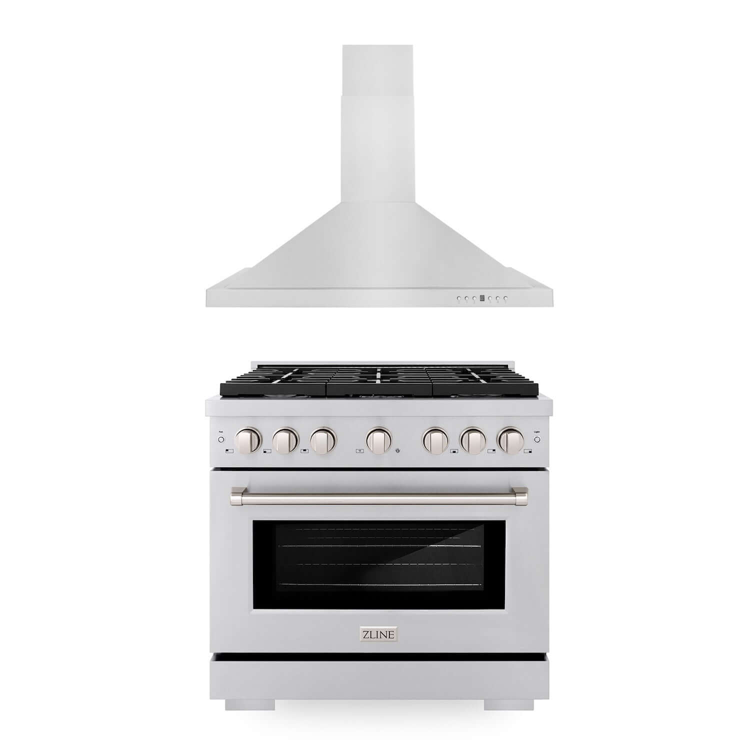 ZLINE 36" Kitchen Package with Stainless Steel Gas Range and Convertible Vent Range Hood 