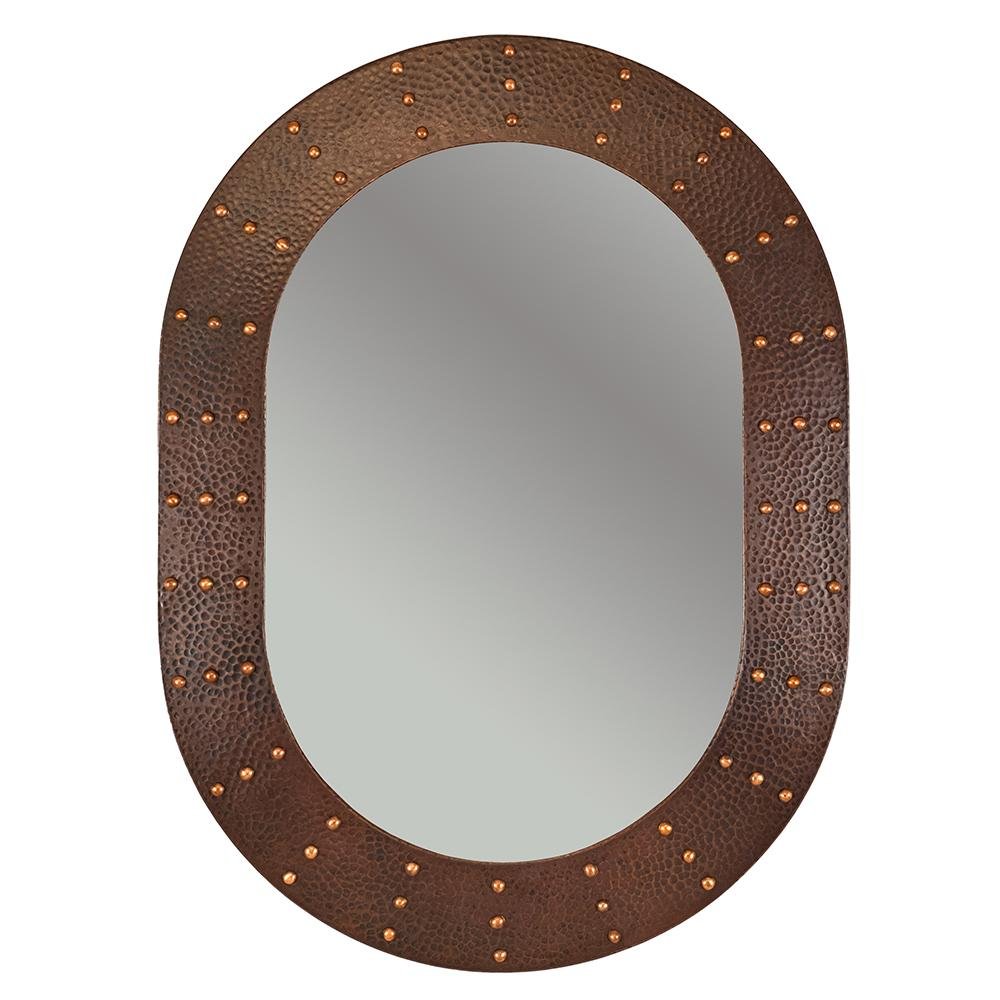 35" Oval Hammered Copper Mirror - Rustic Kitchen & Bath - Mirrors - Premier Copper Products