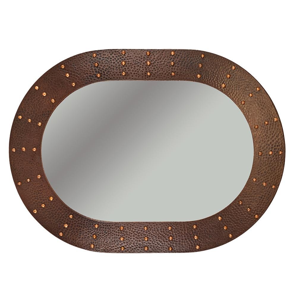 35" Oval Hammered Copper Mirror - Rustic Kitchen & Bath - Mirrors - Premier Copper Products