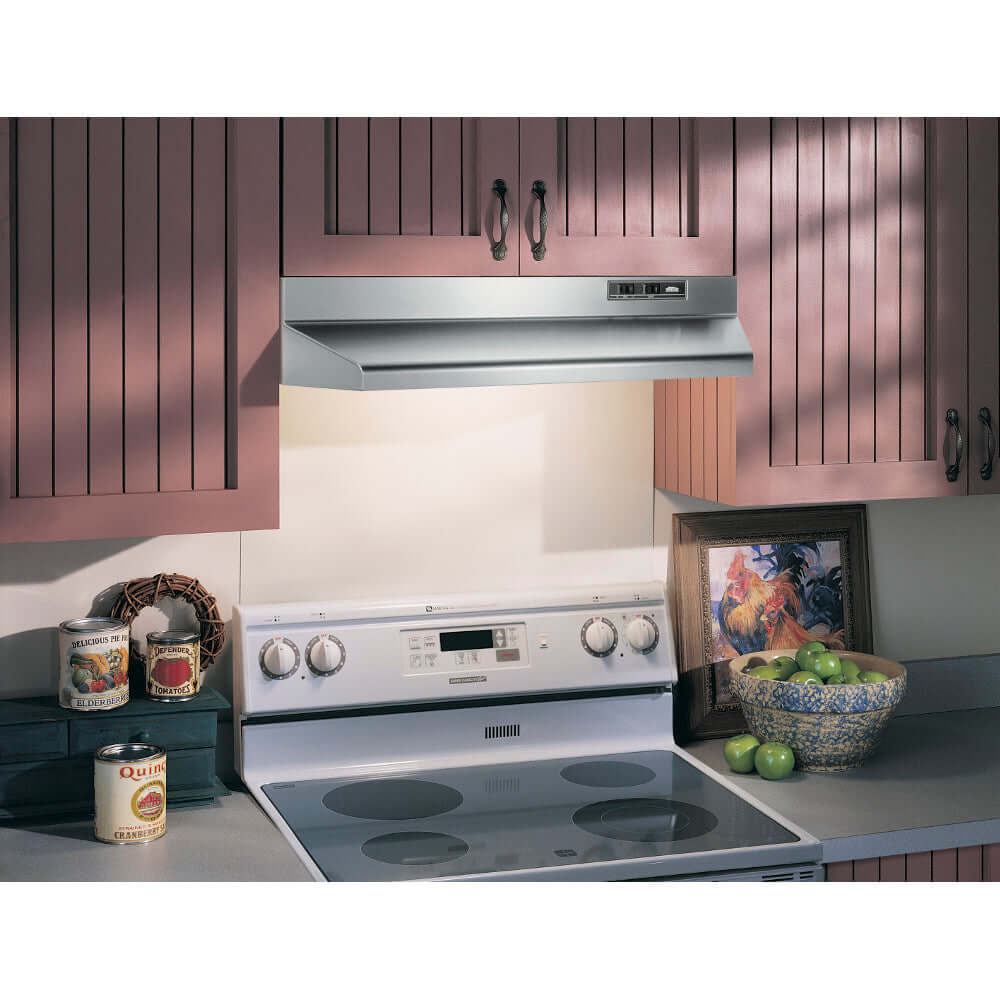 Broan 40000 Series 30-in. Ducted Under Cabinet Range Hood, with 210 MAX Blower CFM in Stainless Steel (403004)