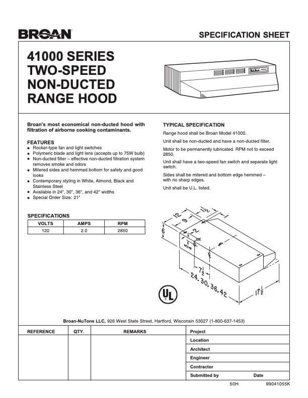 Broan-NuTone, LLC 41000 Series 30-In. Ductless Under-Cabinet Range Hood in White (413001)