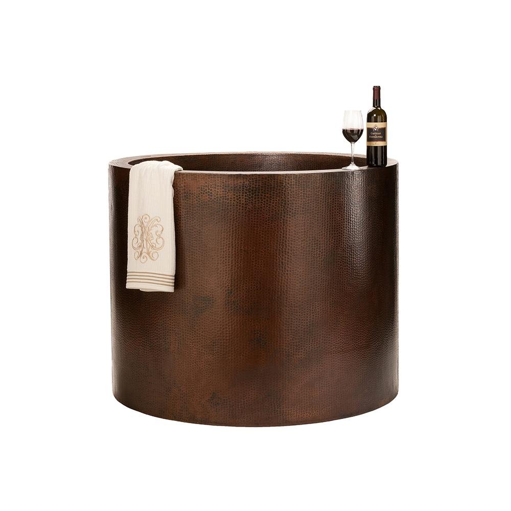 45" Hammered Copper Japanese Style Soaker Bathtub (BTR45DB) - Rustic Kitchen & Bath - Bathtubs - Premier Copper Products