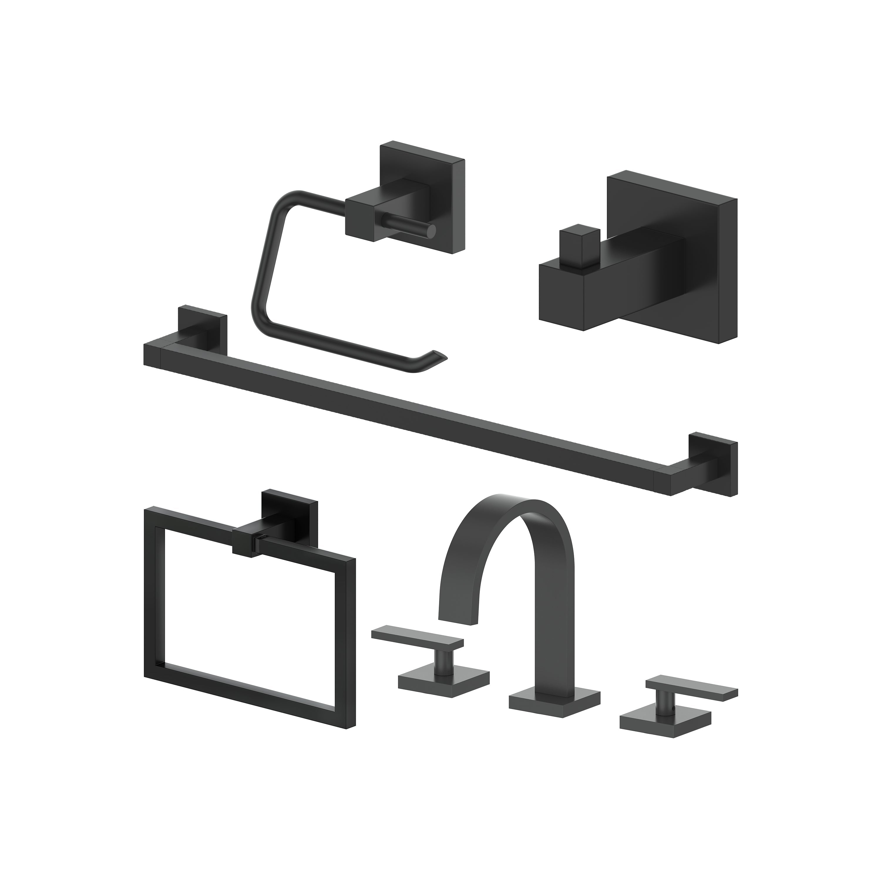 ZLINE Bliss Bathroom Package with Faucet, Towel Rail, Hook, Ring and Toilet Paper Holder with Color Options (5BP-BLSACCF)