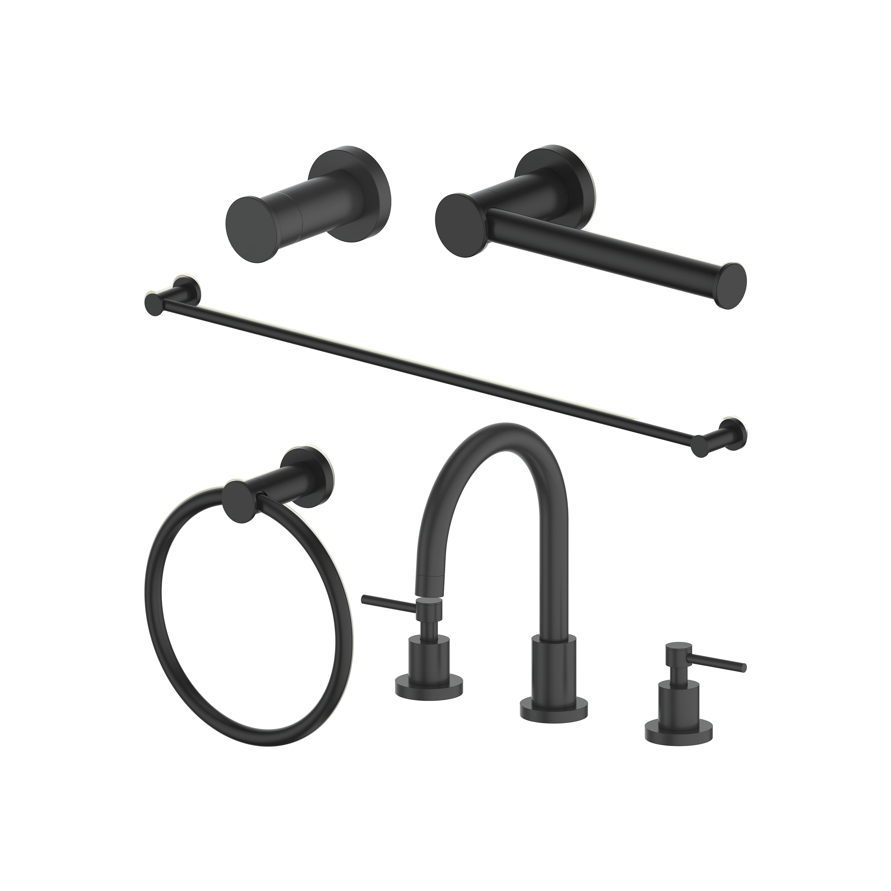 ZLINE Emerald Bay Bathroom Package with Faucet, Towel Rail, Hook, Ring and Toilet Paper Holder with Color Options (5BP-EMBYACCF)