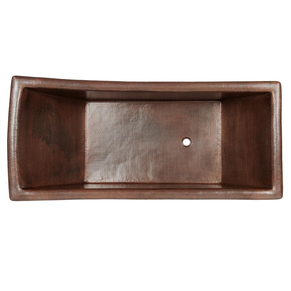 67" Hammered Copper Canoa Single Slipper Bathtub (BTSC67DB) - Rustic Kitchen & Bath - Bathtubs - Premier Copper Products