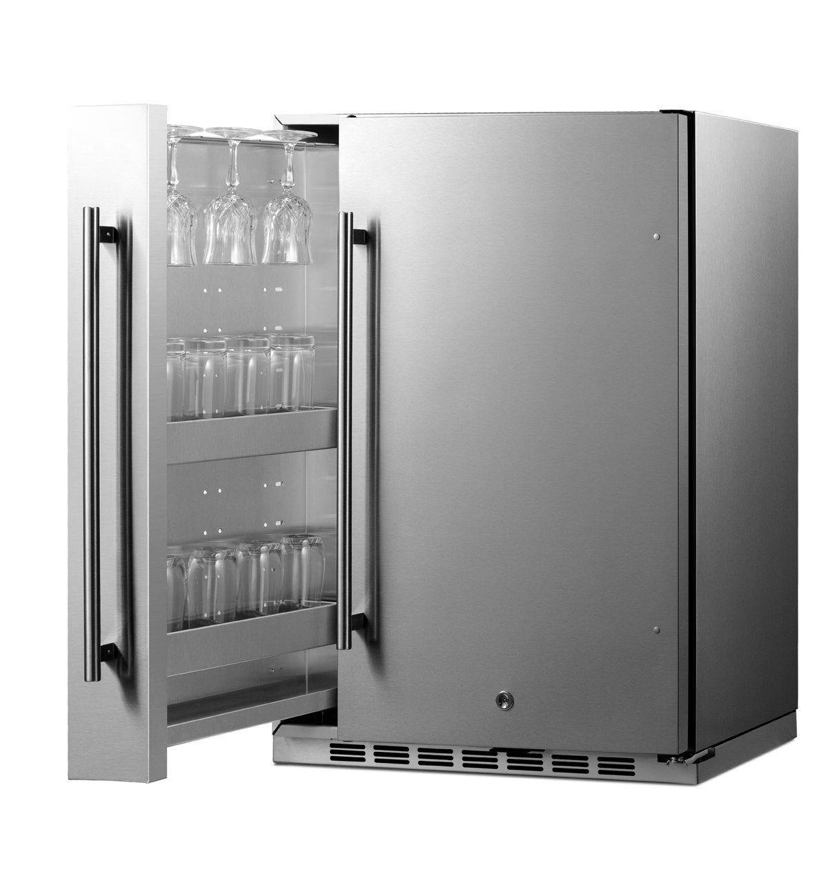 SUMMIT Shallow Depth 24" Wide Built-In All-Refrigerator With Slide-Out Storage Compartment