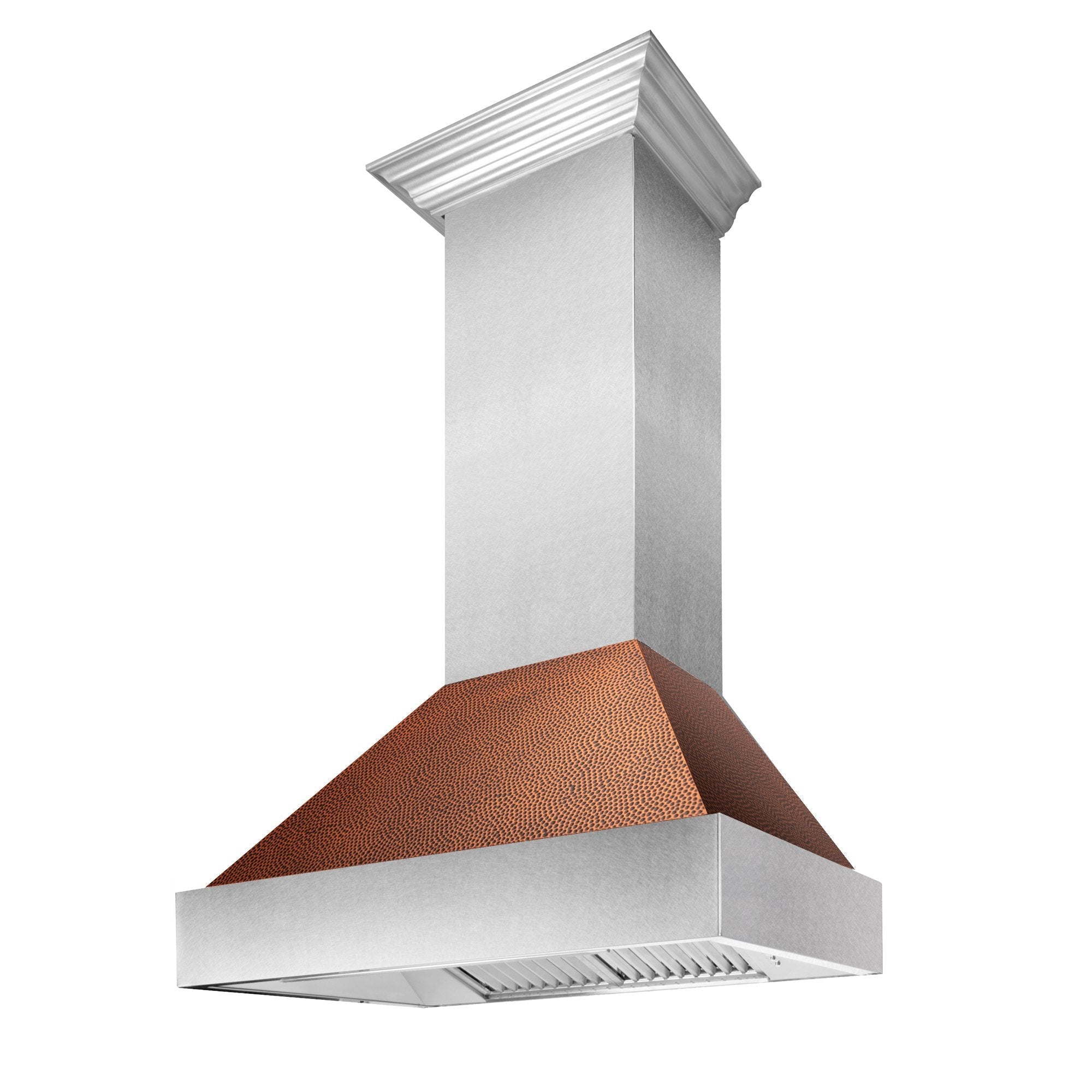 ZLINE Ducted Fingerprint Resistant Stainless Steel Range Hood with Hand-Hammered Copper Shell (8654HH)