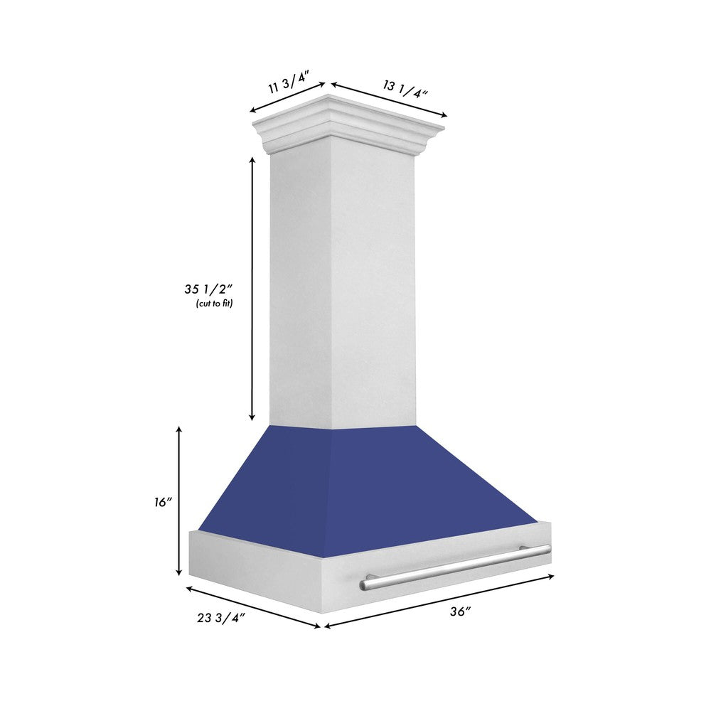 ZLINE 36 in. Fingerprint Resistant Stainless Steel Range Hood (8654SNX-36) dimensional diagram and measurements.