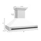 ZLINE Autograph Edition 48 in. Stainless Steel Range Hood with White Matte Shell and Handle (8654STZ-WM48) dimensional diagram and measurements.