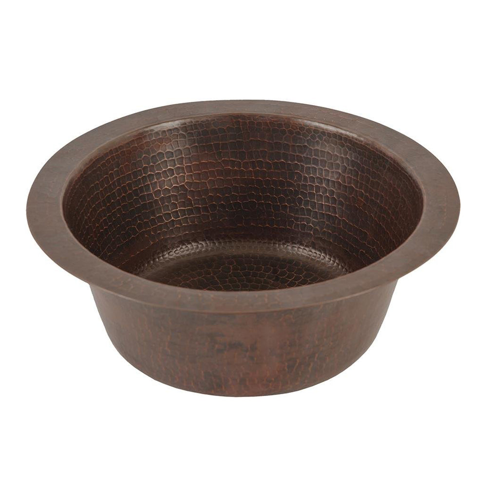 Premier Copper 12 in. Round Hammered Copper Bar Sink with 2 in. Drain Opening