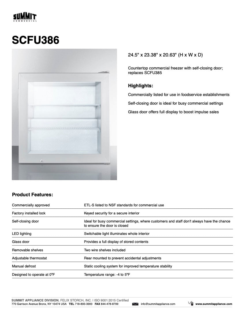 SUMMIT COMMERCIAL Compact All-Freezer (SCFU386)
