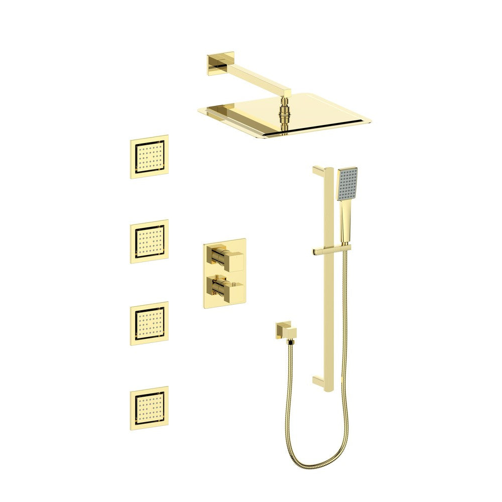 ZLINE Crystal Bay Thermostatic Shower System with Body Jets in Polished Gold