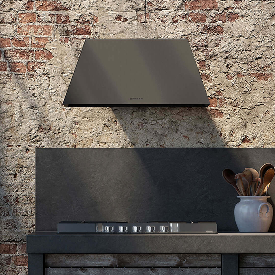 Faber Chloe Wall Mount Range Hood With Size Options In Matte Black