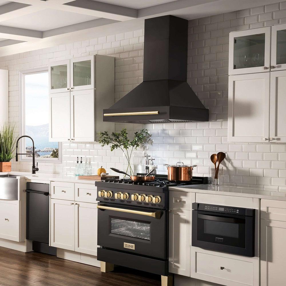 ZLINE Autograph Edition 36 in. Black Stainless Steel Range Hood with Handle (BS655Z-36) 