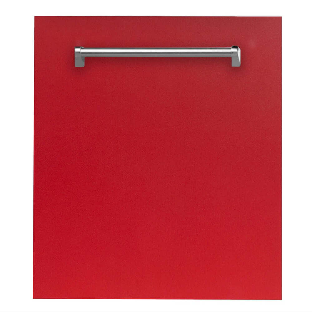 ZLINE 24 in. Dishwasher Panel in Red Matte with Traditional Handle