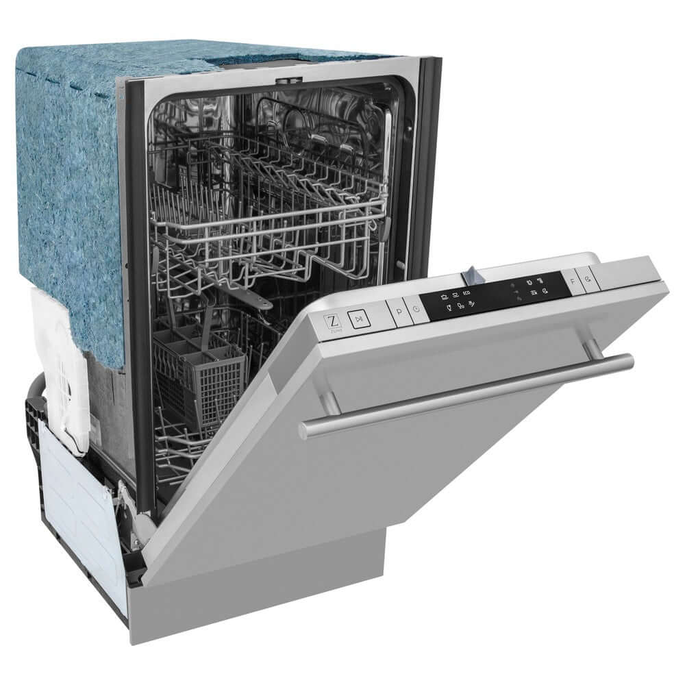 ZLINE 18 in. Compact Top Control Dishwasher with Stainless Steel Panel and Modern Style Handle, 52 dBa (DW-304-18)