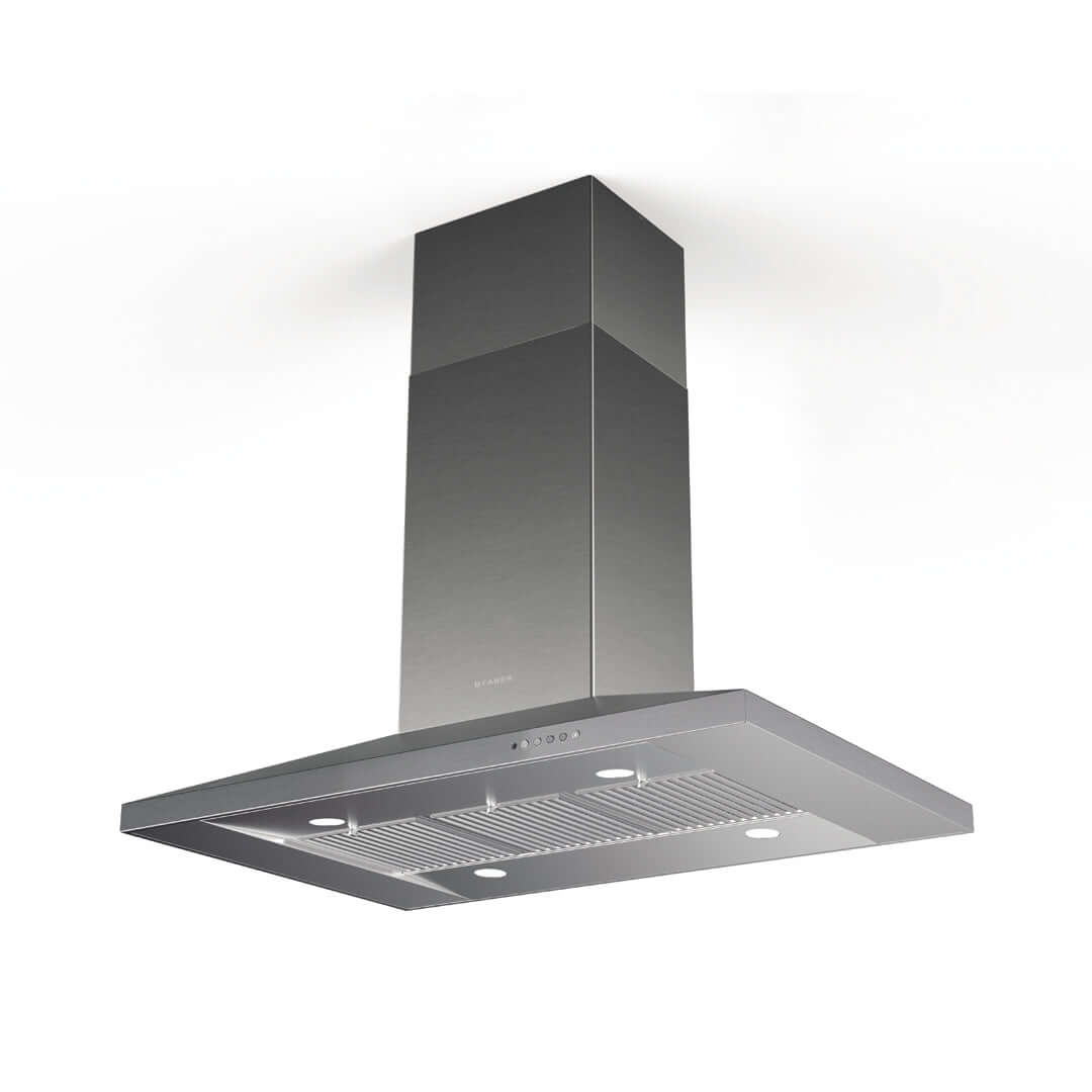 Faber Dama Isola Island Mount Range Hood With Sizing Options In Stainless Steel