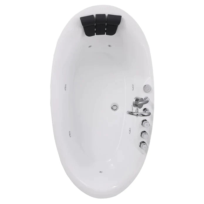 Empava 59 in. Oval Freestanding Jetted Bathtub in White Acrylic (59AIS12)